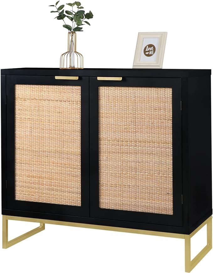 Anmytek Modern Accent Storage Cabinet with 2 Rattan Doors, Mid Century Buffet Sideboard for Bedro... | Amazon (US)
