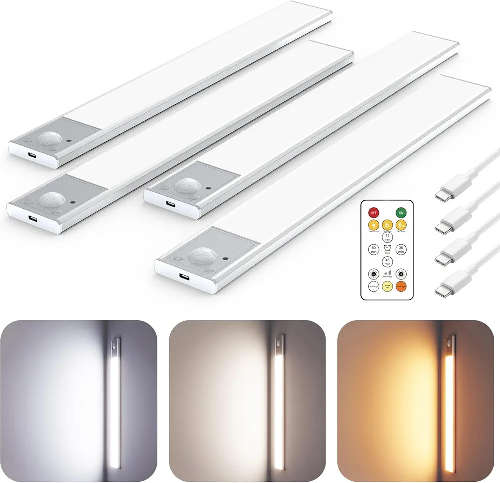 12" Thin Motion-Activated Under Cabinet Lighting, Aluminum Alloy Under Counter Lights for Kitchen... | Amazon (US)