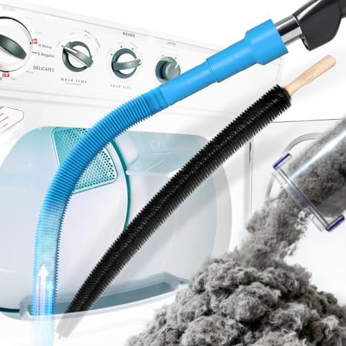 Holikme 2 Pieces Dryer Vent Cleaner Kit, Dryer Lint Vacuum Attachment and Flexible Dryer Lint Brush, Dryer Vent Vacuum Hose Attachment,Blue | Amazon (US)