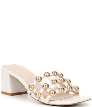 Cecelia New York Beth Studded Leather Banded Block Heel Slide Sandals | Dillard's | Dillard's