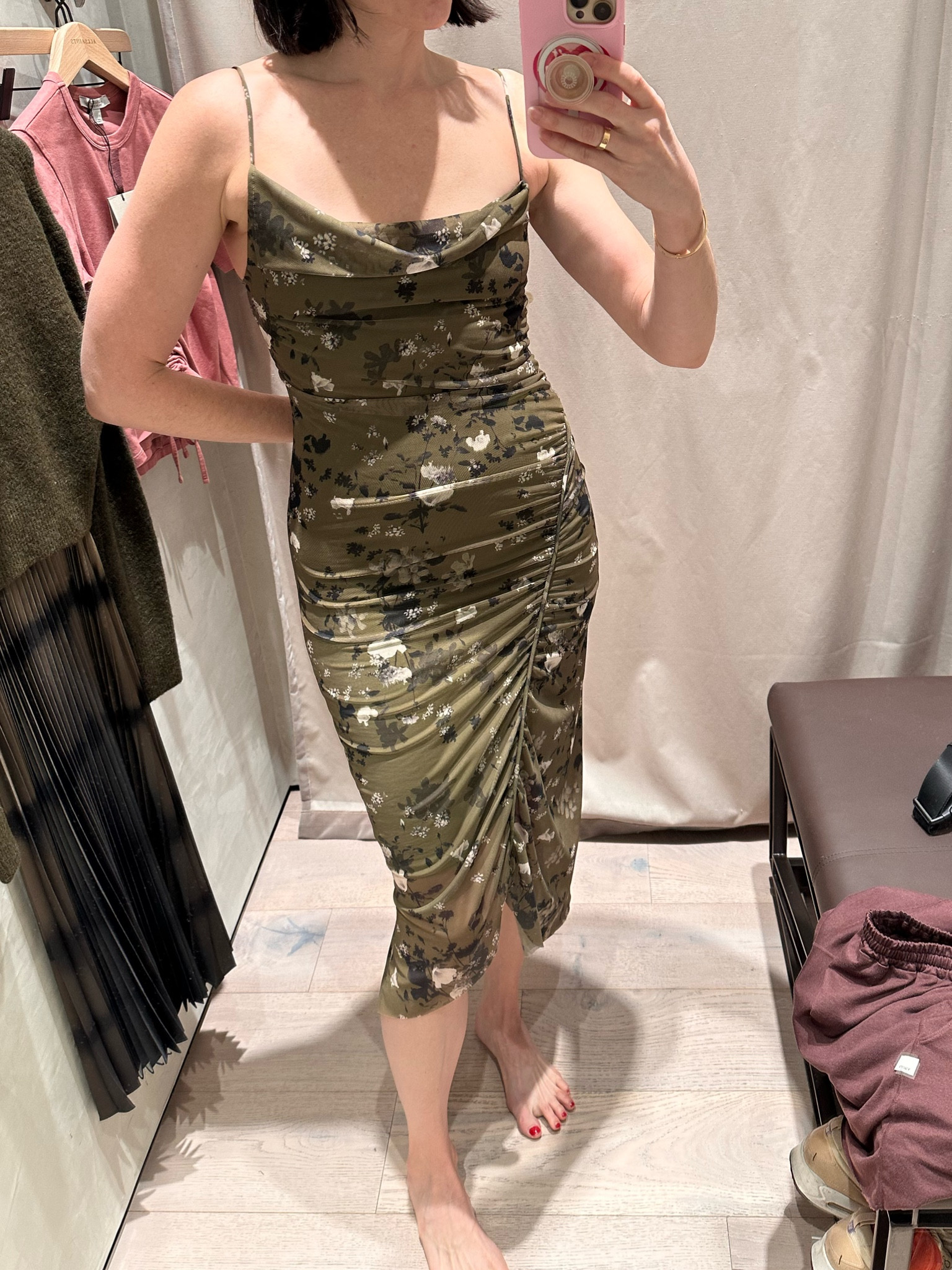 Photos from the dressing room at All Saints… this dress is full price, but the solid green dress is 30% off! Would you pay $60 more for this print? I love it, but also love a deal! 

I’m wearing a size US 2. I find that All Saints can run a little looser so I tend to size down. 

I’m 5’9” and around 135-140 lbs. 

#LTKSeasonal #LTKWedding #LTKSummerSales