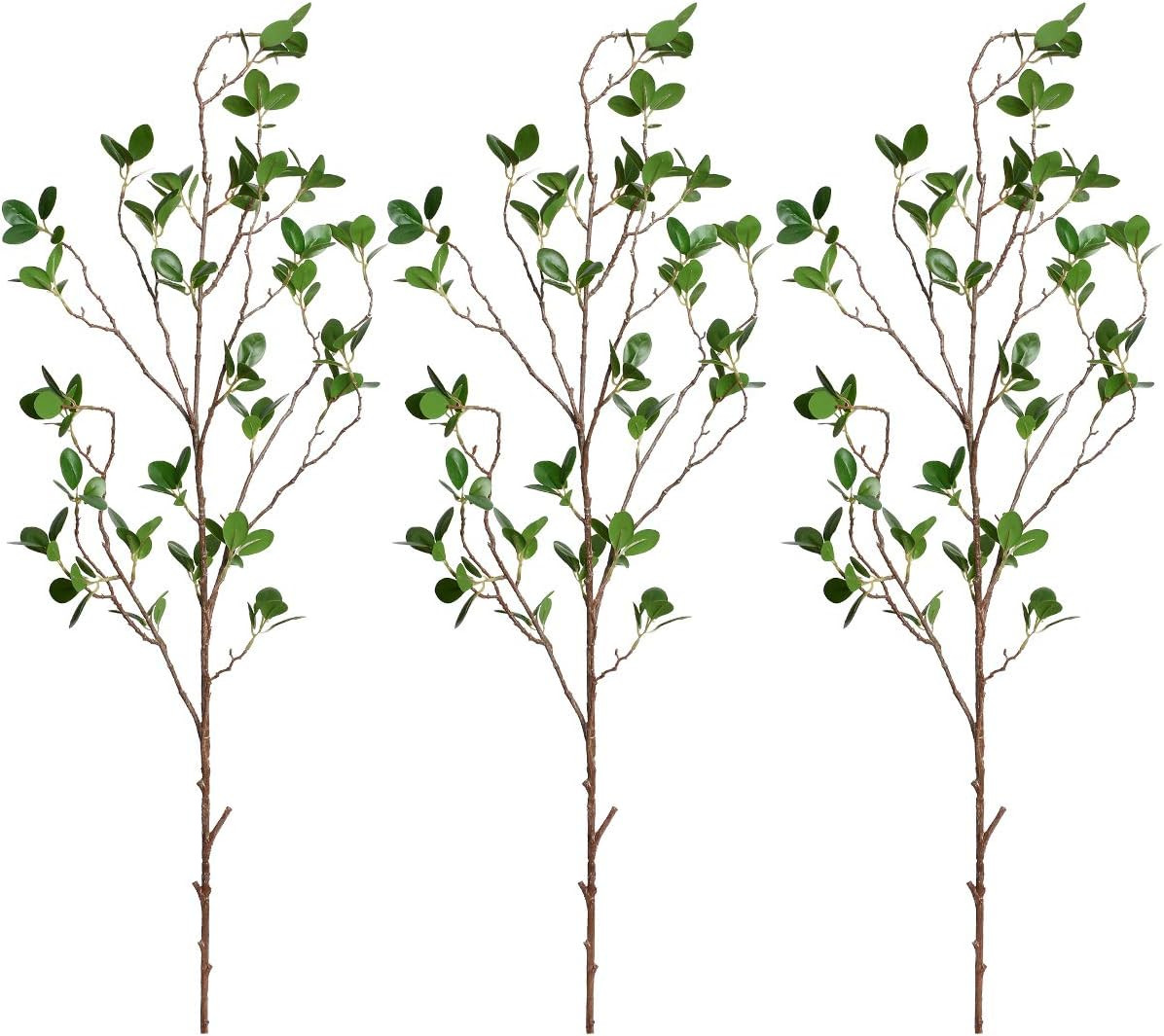 Martine Mall 3pcs Artificial Ficus Branches Leaf Spray, 44'' Faux Eucalyptus Branches Banyan Ficu... | Amazon (US)