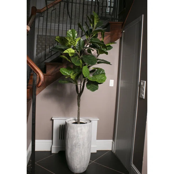 Panama 90'' Faux Fiddle Leaf Fig Tree in Fiberstone Planter | Wayfair North America