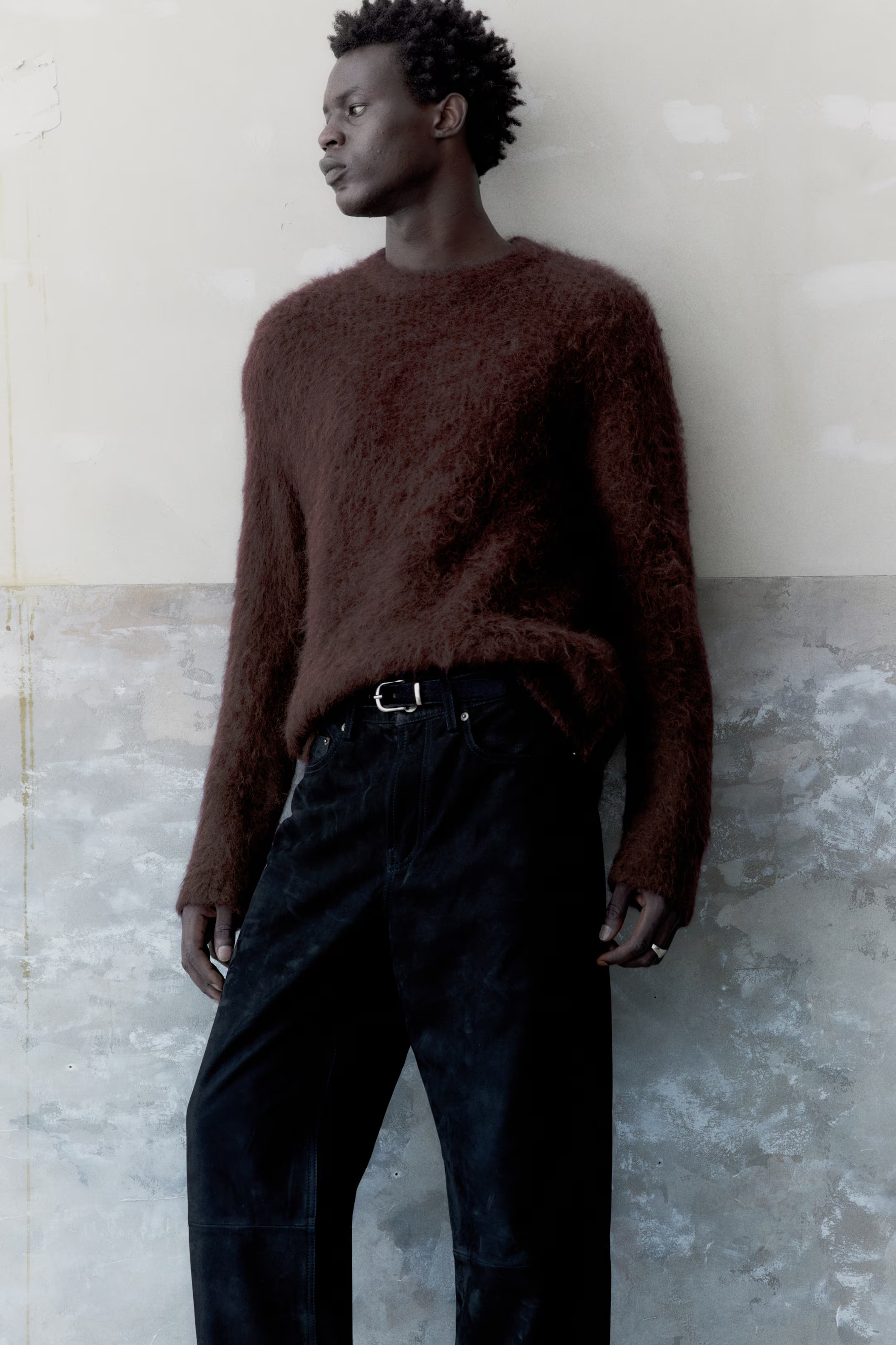Alpaca-Blend Boxy Sweater - Dark burgundy - Men | H&M US | H&M (US + CA)