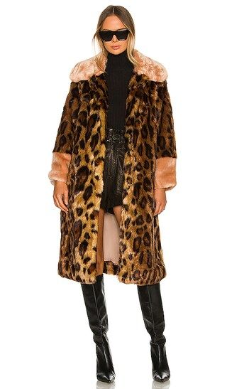 Express Faux Fur Coat in Leopard & Peach | Revolve Clothing (Global)