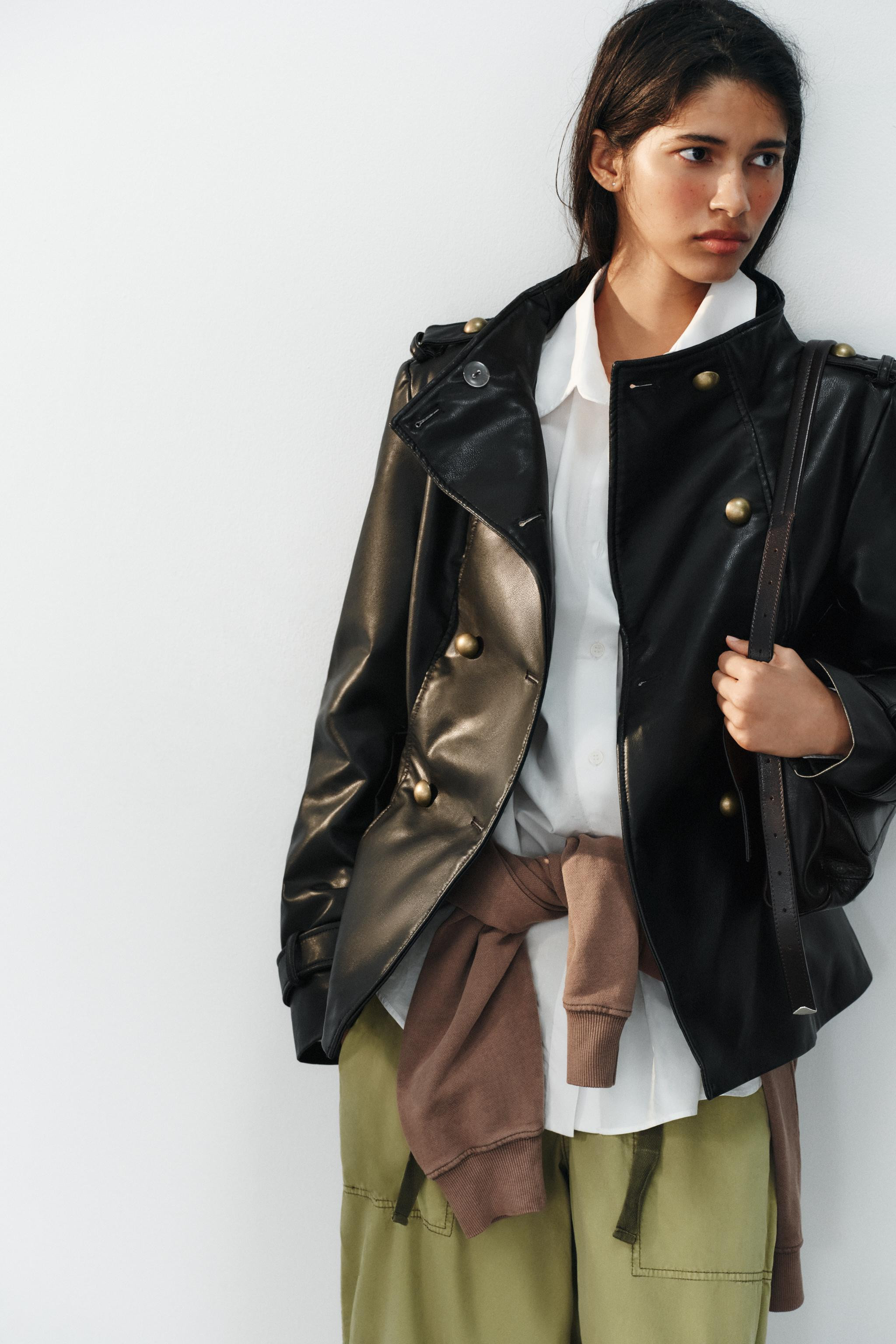 LEATHER EFFECT BUTTONED JACKET | Zara UK
