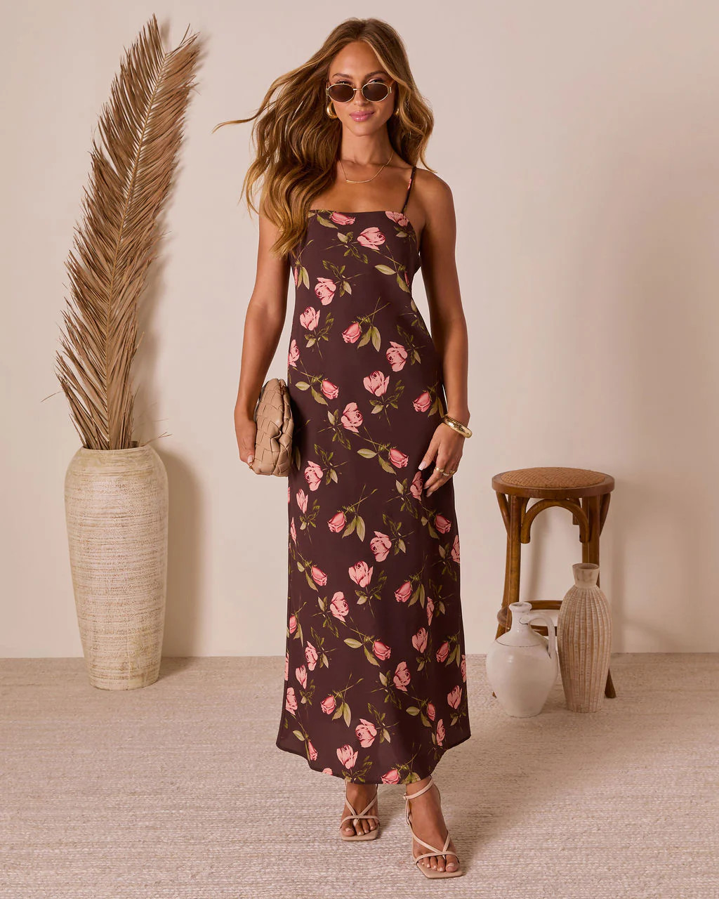 Picking Petals Satin Floral Maxi Dress | VICI