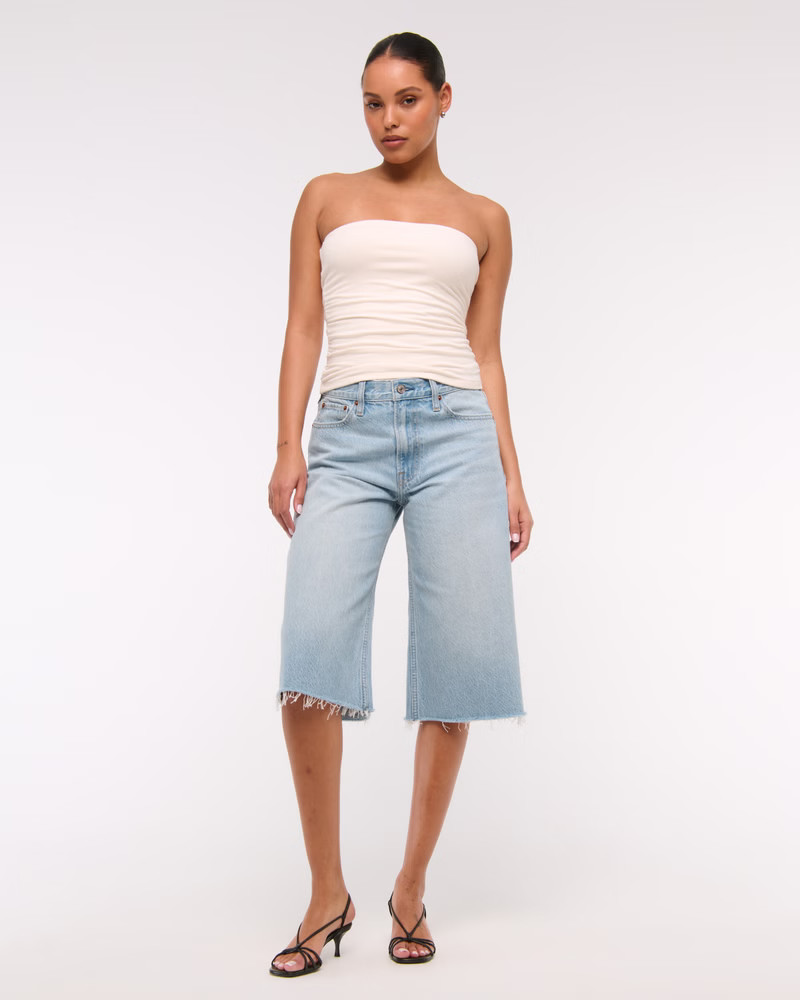 Women's Curve Love Mid Rise Long Jort | Women's Bottoms | Abercrombie.com | Abercrombie & Fitch (US)