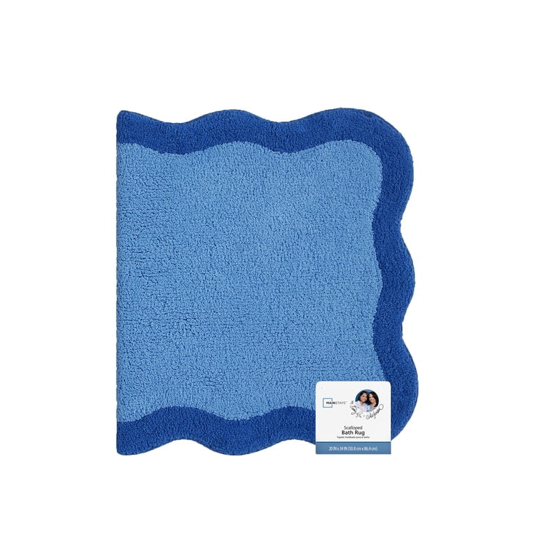 Mainstays by Becky G. & Alejandra 100% Cotton Scallop Bath Rug, Blue Eyes, 20" x 34" | Walmart (US)