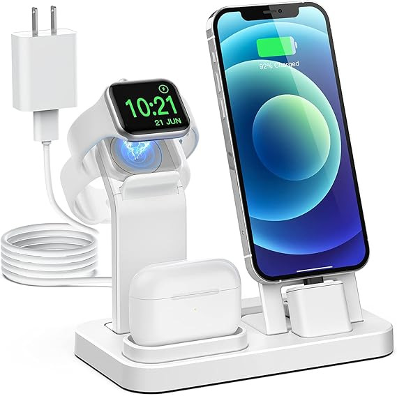 3 in 1 Charging Station Compatible with Apple Watch iPhone AirPods with 15W Adapter | Amazon (US)