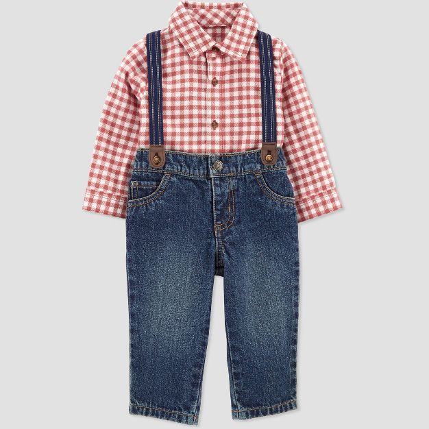 Carter's Just One You® Baby Boys' Plaid Top & Bottom Set - Red | Target