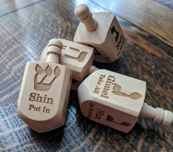 Wooden Dreidel Engraved With Hebrew and English Instructions - Etsy | Etsy (US)