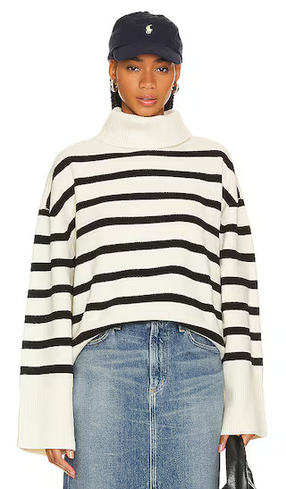 Striped Turtle Neck in Ecru & Black | Revolve Clothing (Global)
