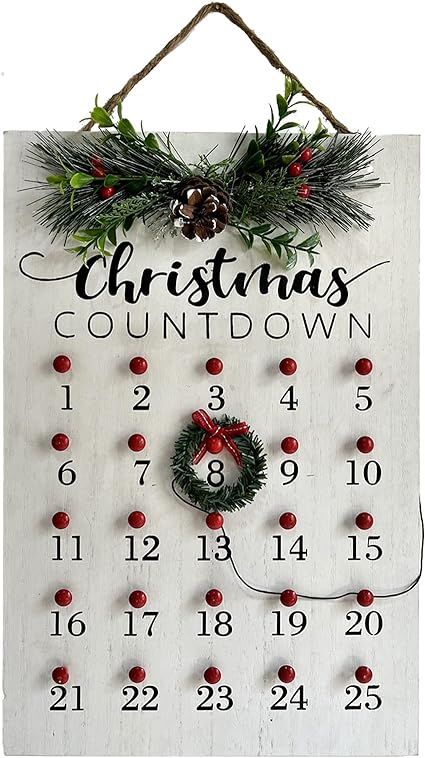 HOMirable Christmas Countdown 25 Days Wreath Advent Calendar Number Date Decor Merry Christmas Si... | Amazon (US)