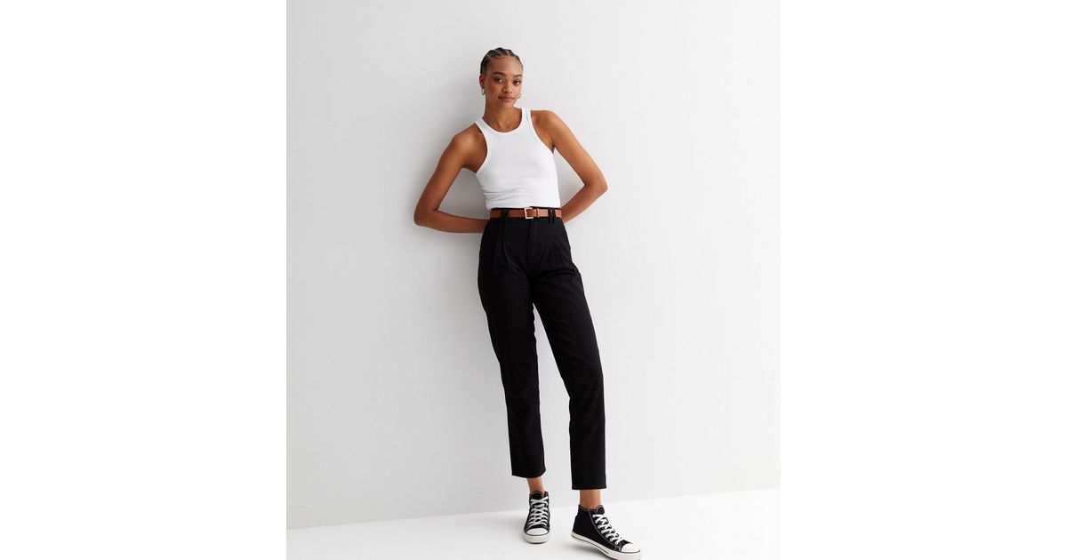 Tall Black High Waist Crop Straight Leg Trousers | New Look | New Look (UK)