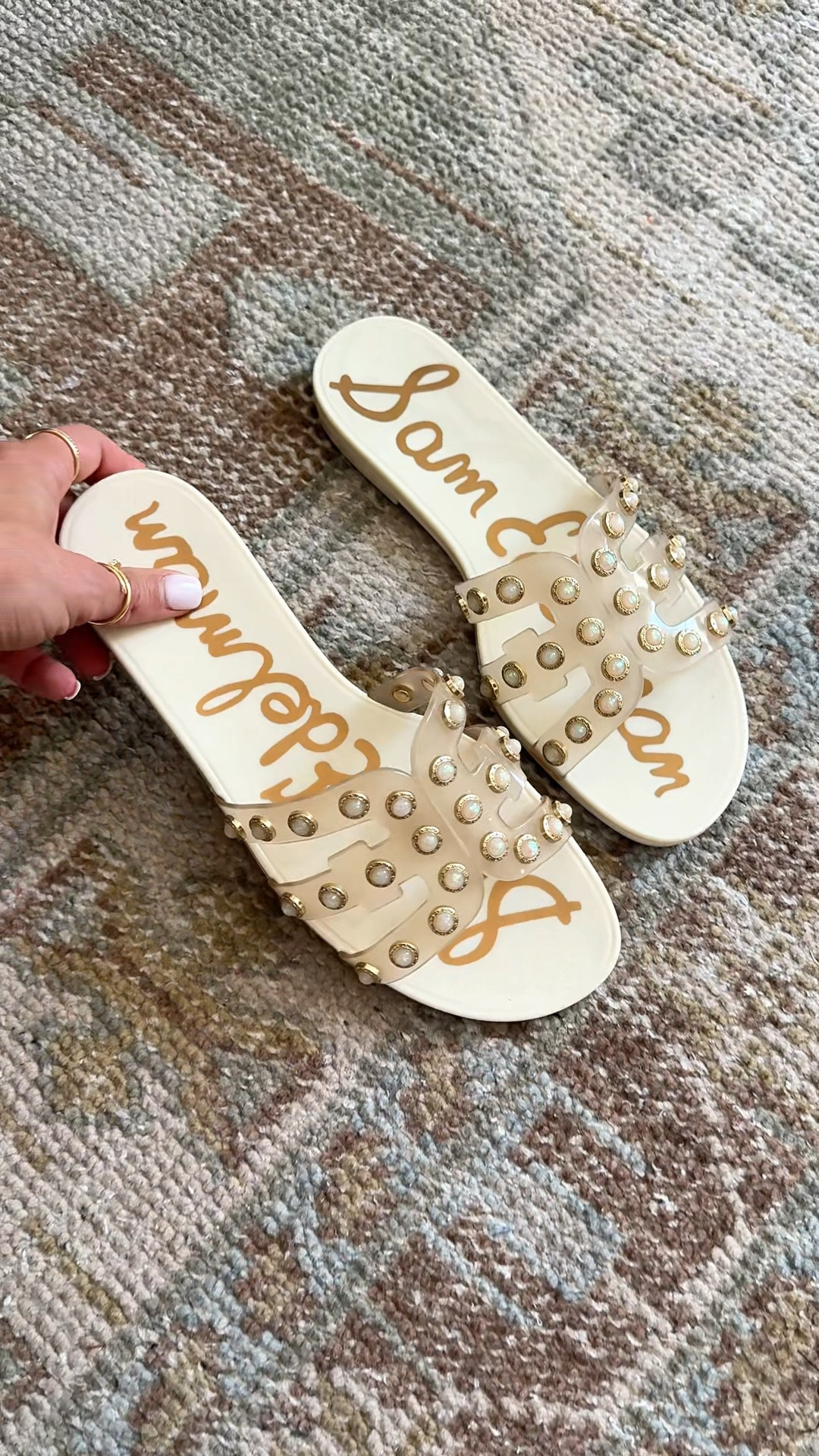 I just love these pearl jelly slide sandals! Whole sizes only. I’m a 6.5 and did a 7 and they are great. Vacation outfit. Resort wear. Resort outfits. Vacation sandals. Spring outfit. 

#LTKTravel #LTKootd #LTKFestival