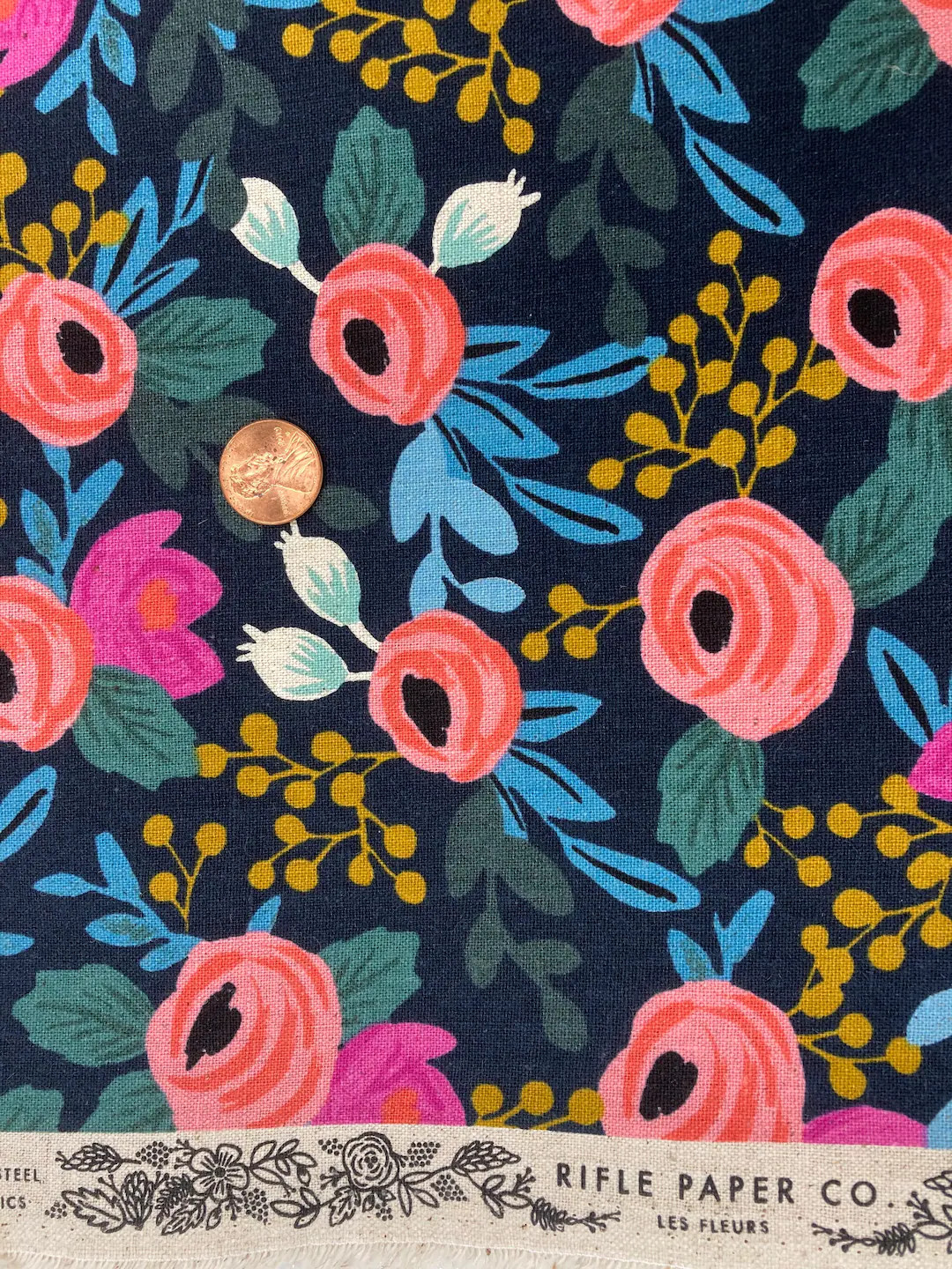 Rifle Paper Co. by Cotton and Steel: Menagerie Rosa, Canvas, VHTF Navy - Etsy | Etsy (US)