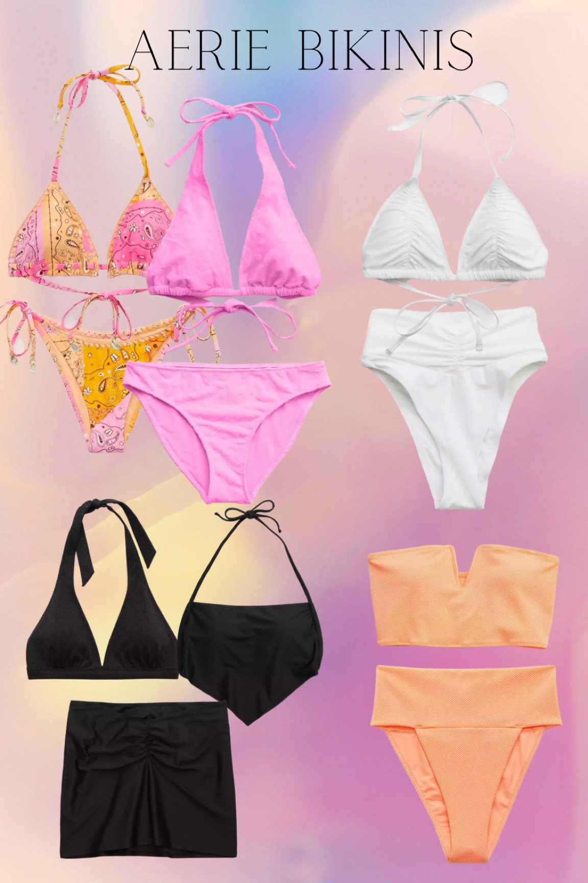 Aerie bikinis on sale $20!! Summer outfits, bathing suit, black bathing suit, bride swim, bikini top, bikini bottom, aerie swim, vacation outfit, resort outfit. 

#LTKtravel #LTKsalealert #LTKswim