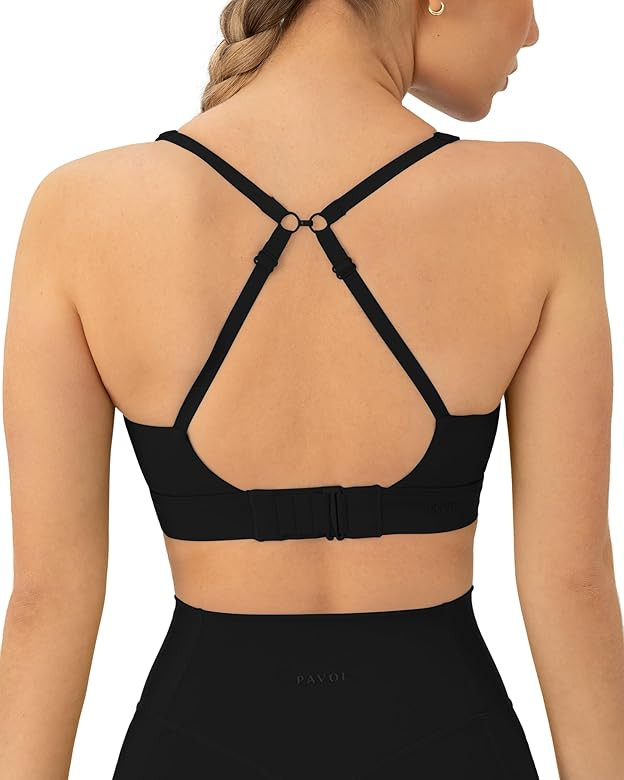 PAVOI ACTIVE Sports Bra for Women | Medium Support Compression Padded Workout Bras Longline Shelf... | Amazon (US)