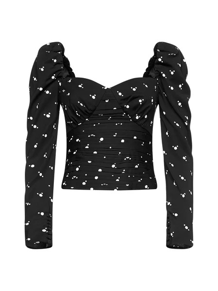 Self-Portrait Polka Dot Stretch Crepe Top | Cettire Global