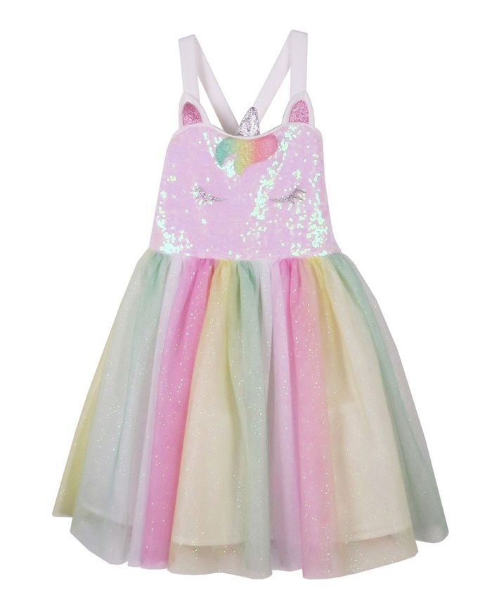 Pink & Violet Little Girls Rainbow Unicorn Head Tutu Dress & Reviews - Dresses - Kids - Macy's | Macys (US)