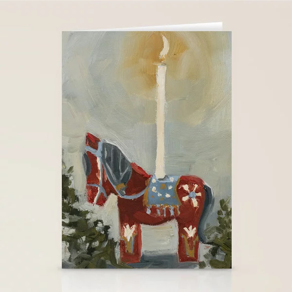 Dala Horse Candle Holder Stationery Cards | Society6