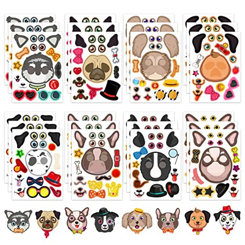 24 Sheets Dogs Make a Face Stickers Make You Own Dogs Stickers Animal Sticker for Kids, Birthday Gift Party Favors Supplies Teacher Art Craft, Games School Activity Reward | Amazon (US)