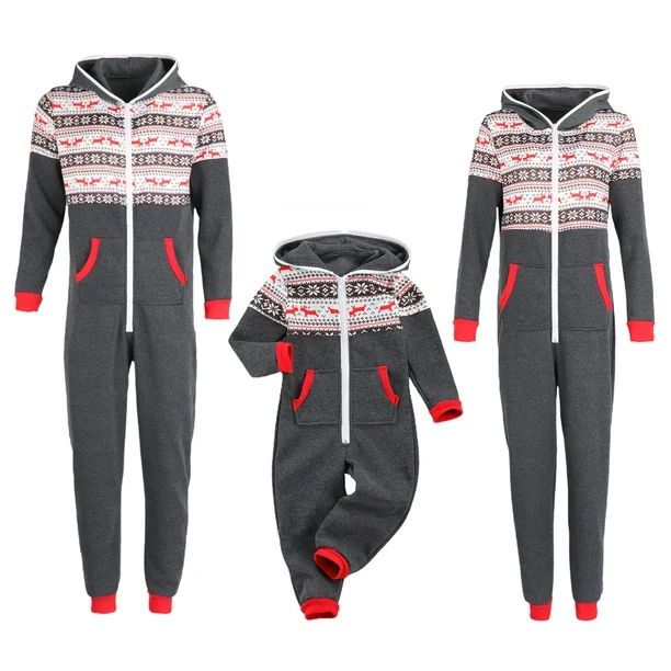 Christmas Family Matching Pajamas Set Women Men Kid Baby Gray Striped Jumpsuit Sleepwear Nightwea... | Walmart (US)