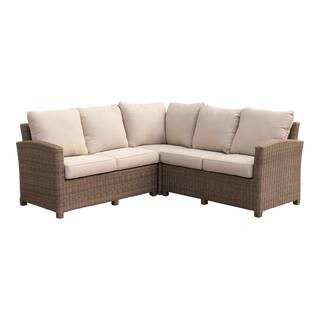 Capri 3-Piece Aluminum Sectional Includes 1 Left Loveseat, 1 Right Loveseat and 1 Corner Chair wi... | The Home Depot