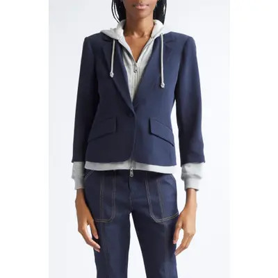 Cinq à Sept Le Petite Khloe Zip-Up Hoodie Blazer in Ivory/Ivory at Nordstrom, Size 8 | Nordstrom