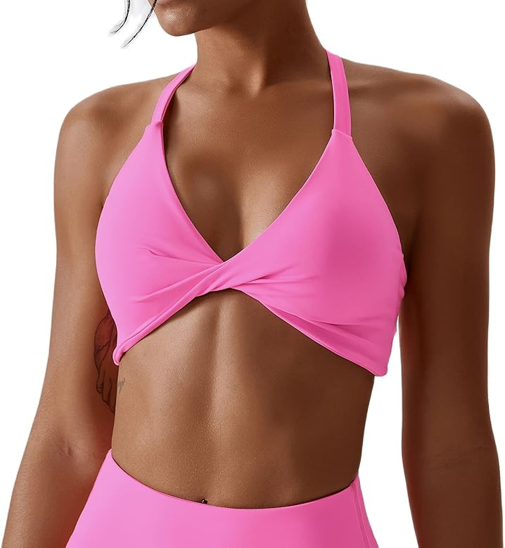 HerGymClothing Sports Bra for Women, Criss Cross Back Padded Twist Front Backless Yoga Bra Low Im... | Amazon (US)