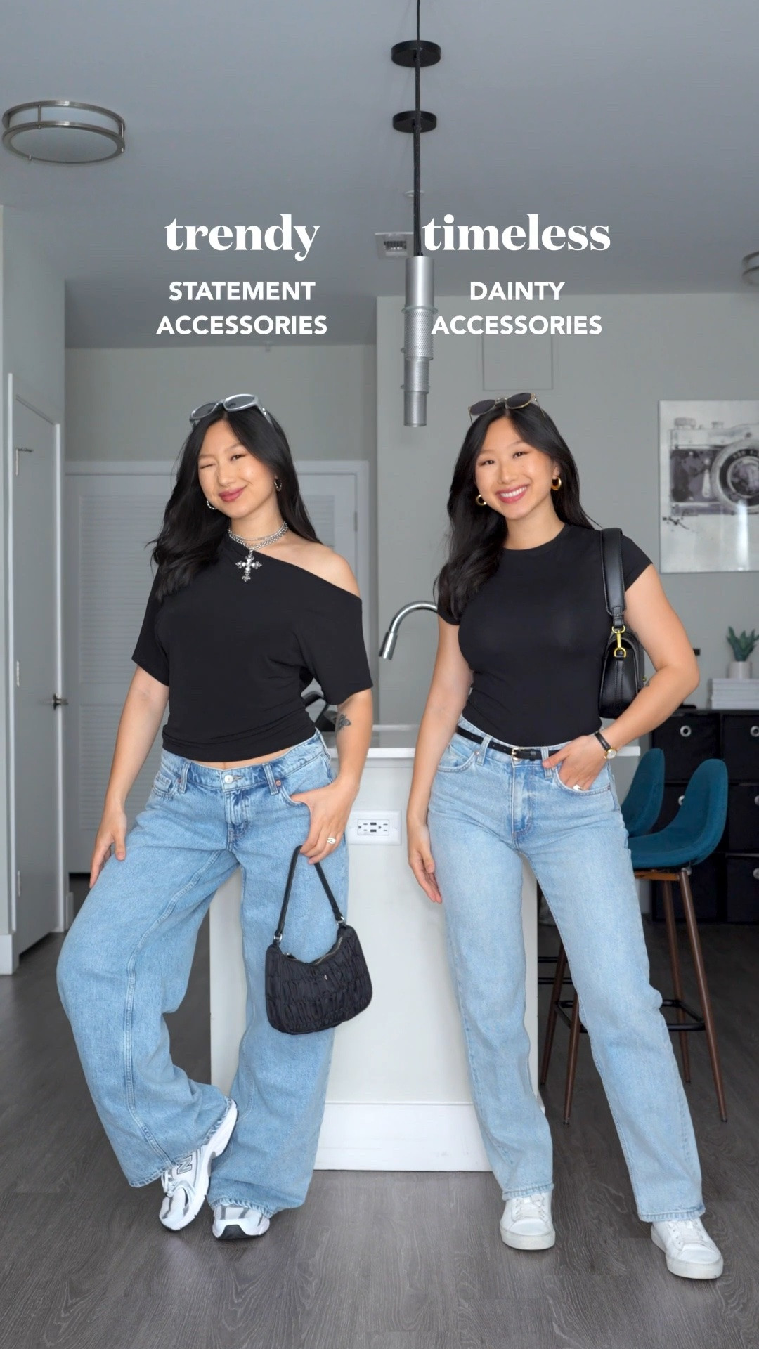 Light Wash Low Rise Jeans: size 2
Chunky Dad Sneakers: true to size
High Rise Straight Leg Jeans: size 25
Black Fitted Tee: size XS
White Tank: size XS
Linking similar products

How to style, style tips, fashion trend, ootd

#LTKootd #LTKgrwm