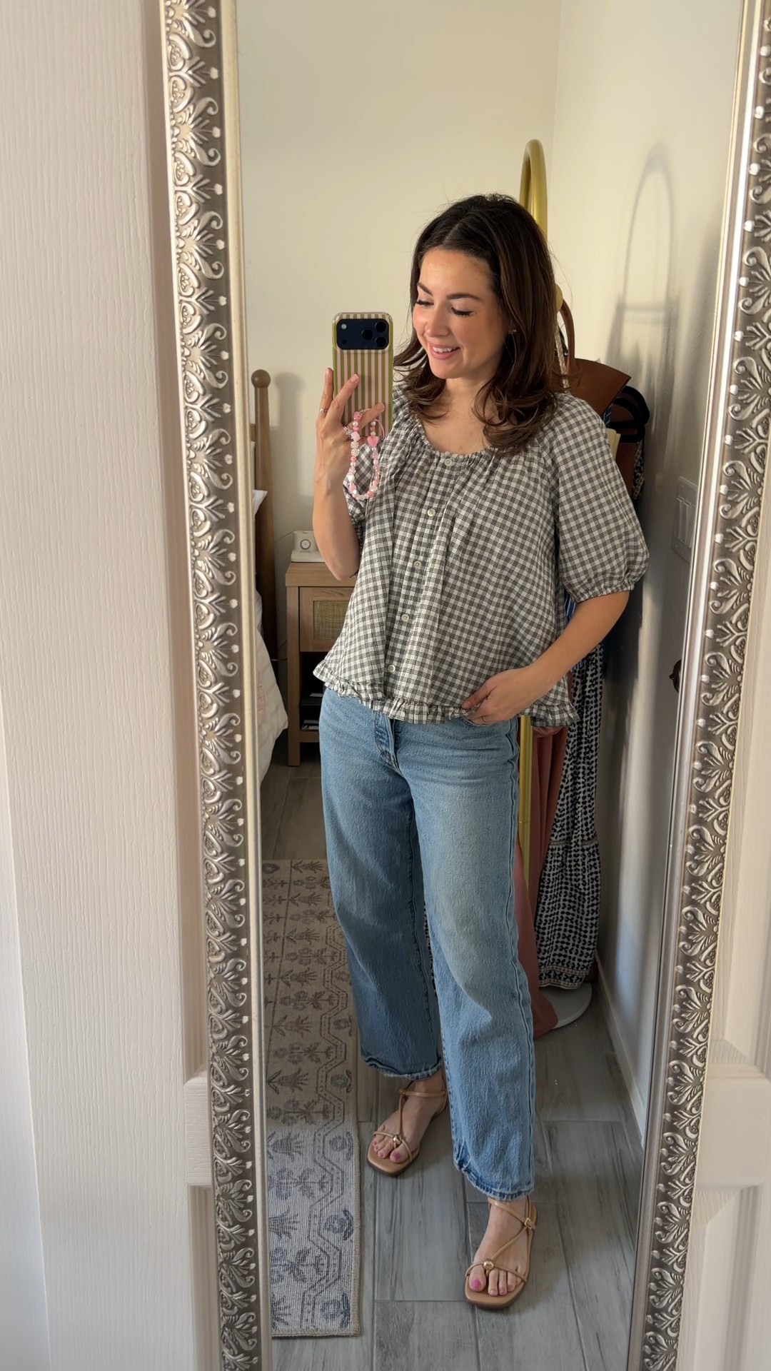 The easy outfit formula I repeat as a 5’2 mom

Slightly cropped or relaxed straight jeans
Flowy top that doesn’t overwhelm
Simple neutral sandals

The key for petites is balance. The top has movement, but the jeans keep structure so you don’t lose your shape. I love that this blouse hits at the right spot and doesn’t swallow my frame.

This is a throw-on-and-go outfit that still feels thoughtful. Perfect for errands, lunch, or school events.



#LTKPetite #LTKootd