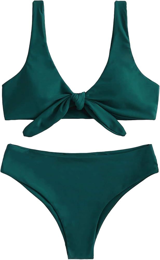 Women's Sexy Bikini Swimsuit Tie Knot Front Swimwear Set | Amazon (US)