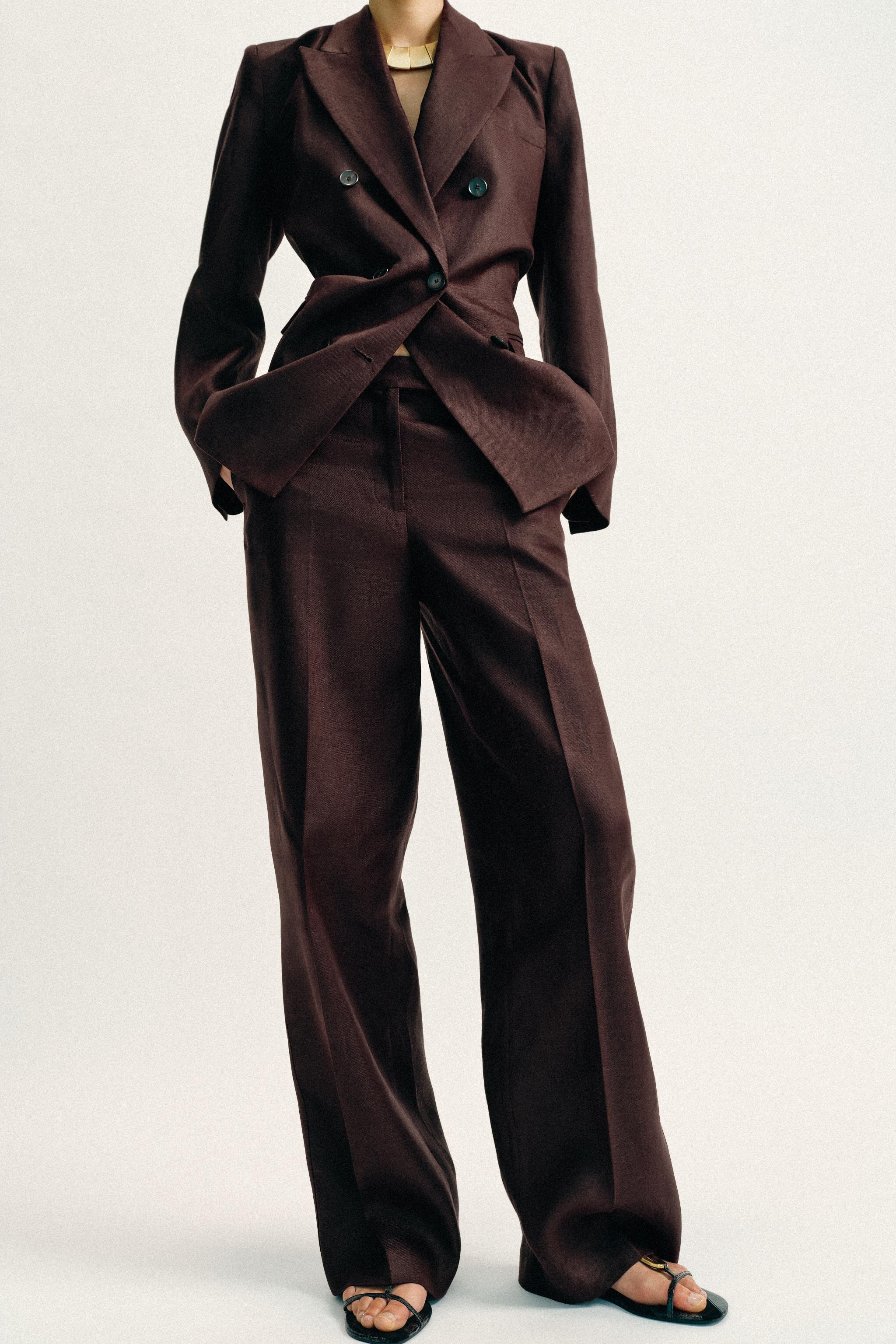 100% LINEN STRAIGHT LEG PANTS | Zara US