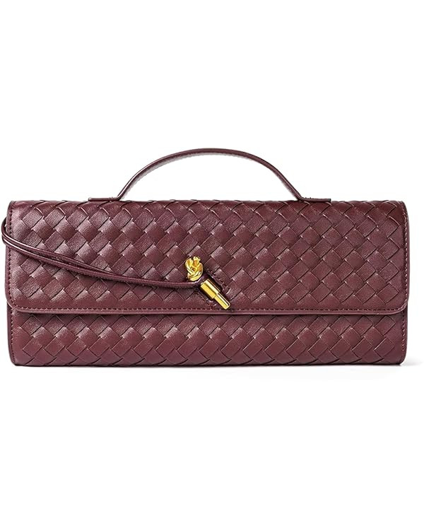Evening Clutch Purse for Women, PU Leather Woven Handbag Shoulder Crossbody Bag | Amazon (US)