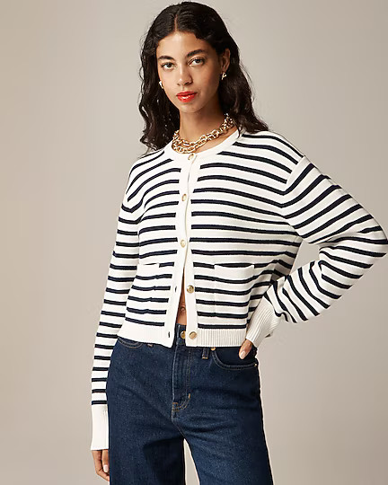 New relaxed Emilie sweater lady jacket in stripe | J. Crew US