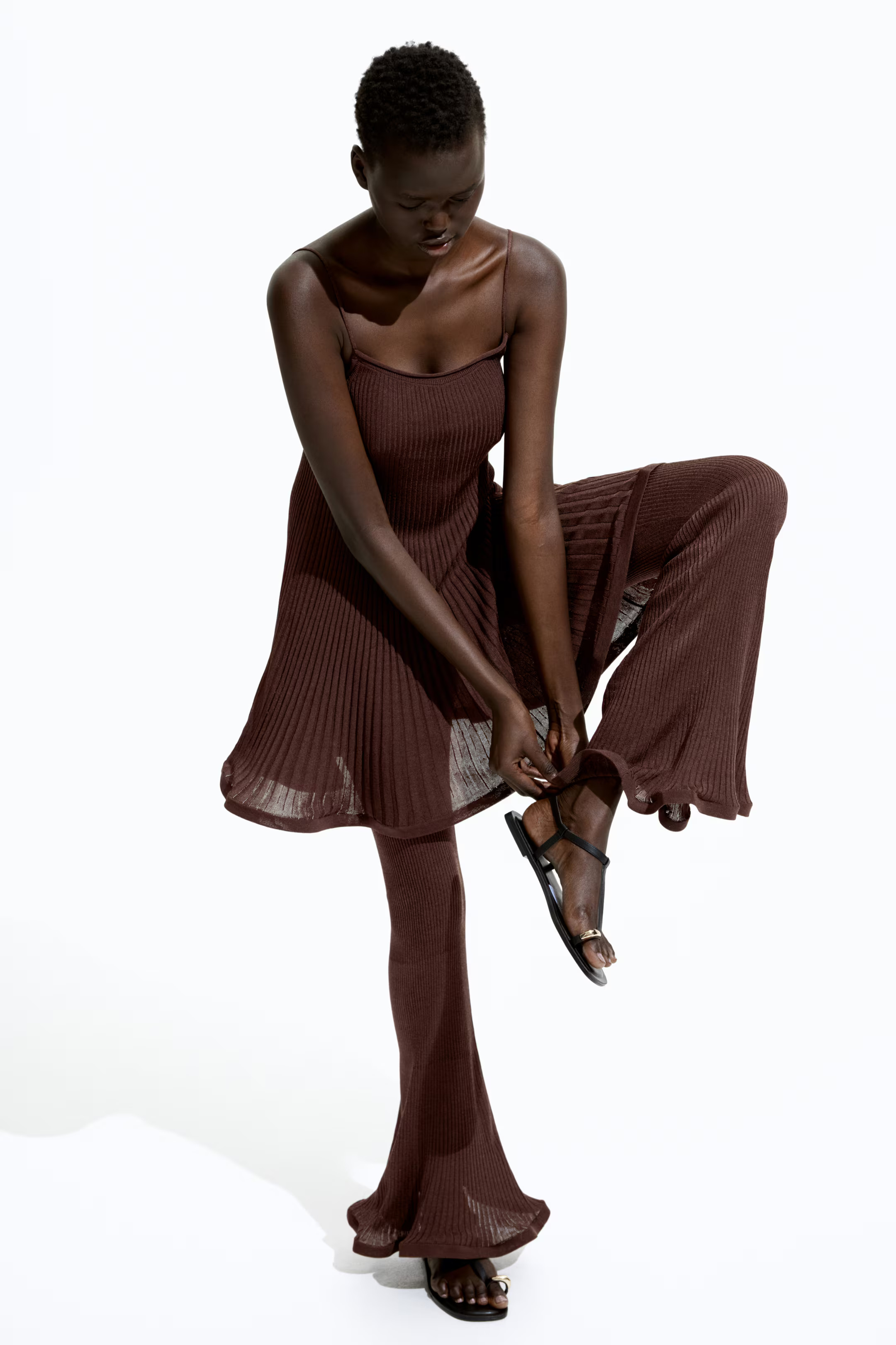 Silk-Blend Rib-Knit Pants | H&M (US + CA)