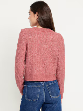 Wool-Blend Cropped Ruffle Sweater | Old Navy (US)