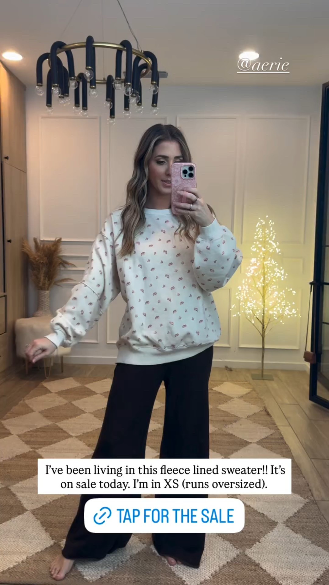I’ve been living in this fleece lined sweater!! It’s on sale today. I’m in XS (runs oversized). @aerie