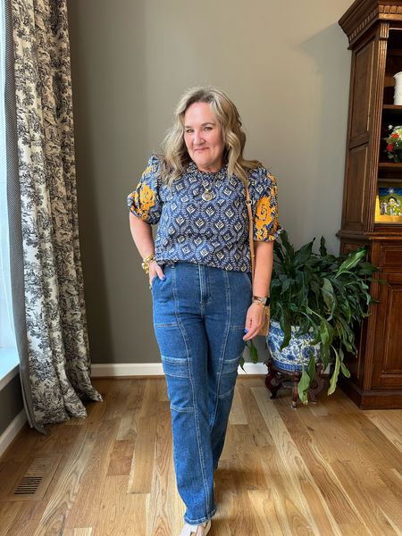 Getting limited! The cutest summer top. I’m wearing a large. 
The jeans. I’m wearing a 31/13. They are stretchy and so comfy. And a coolest style. 
10% off code NANETTE10

Summer outfit summer blouse 

#LTKOver40 #LTKFindsUnder100 #LTKMidsize