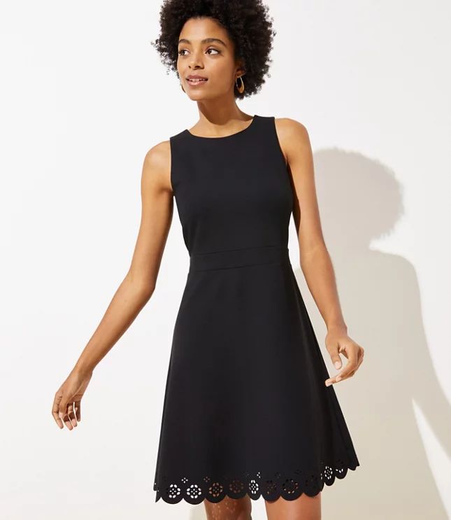 Ponte Eyelet Hem Dress | LOFT