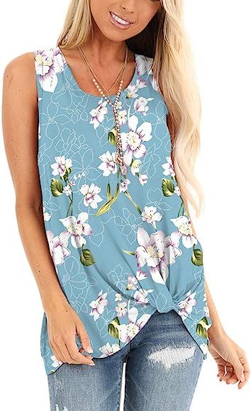 Women's Casual T Shirts Twist Knot Tunics Tops | Amazon (US)