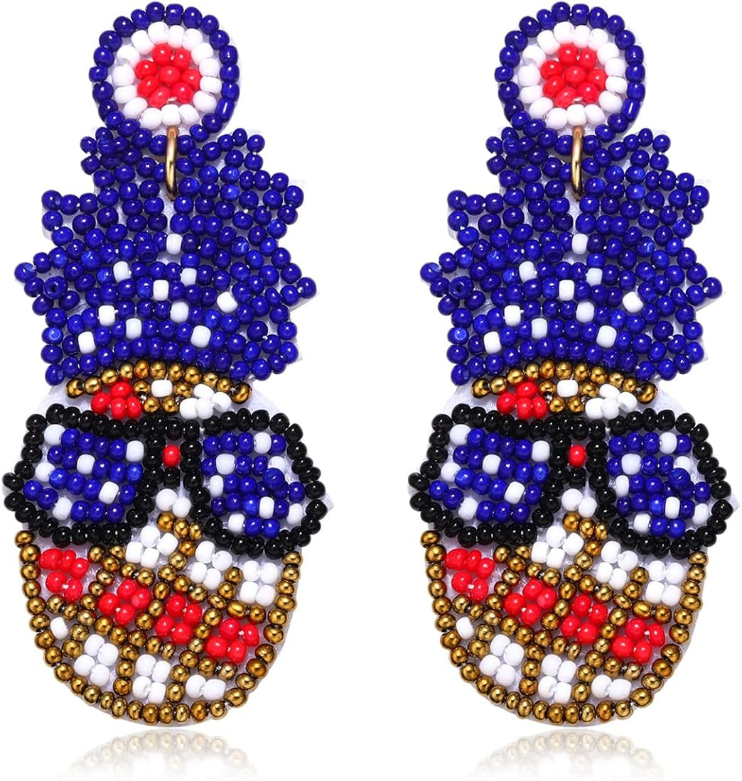 Independence Day Drop earrings Fourth of July Beaded Earring for Women American Flag Eagle Earrin... | Amazon (US)