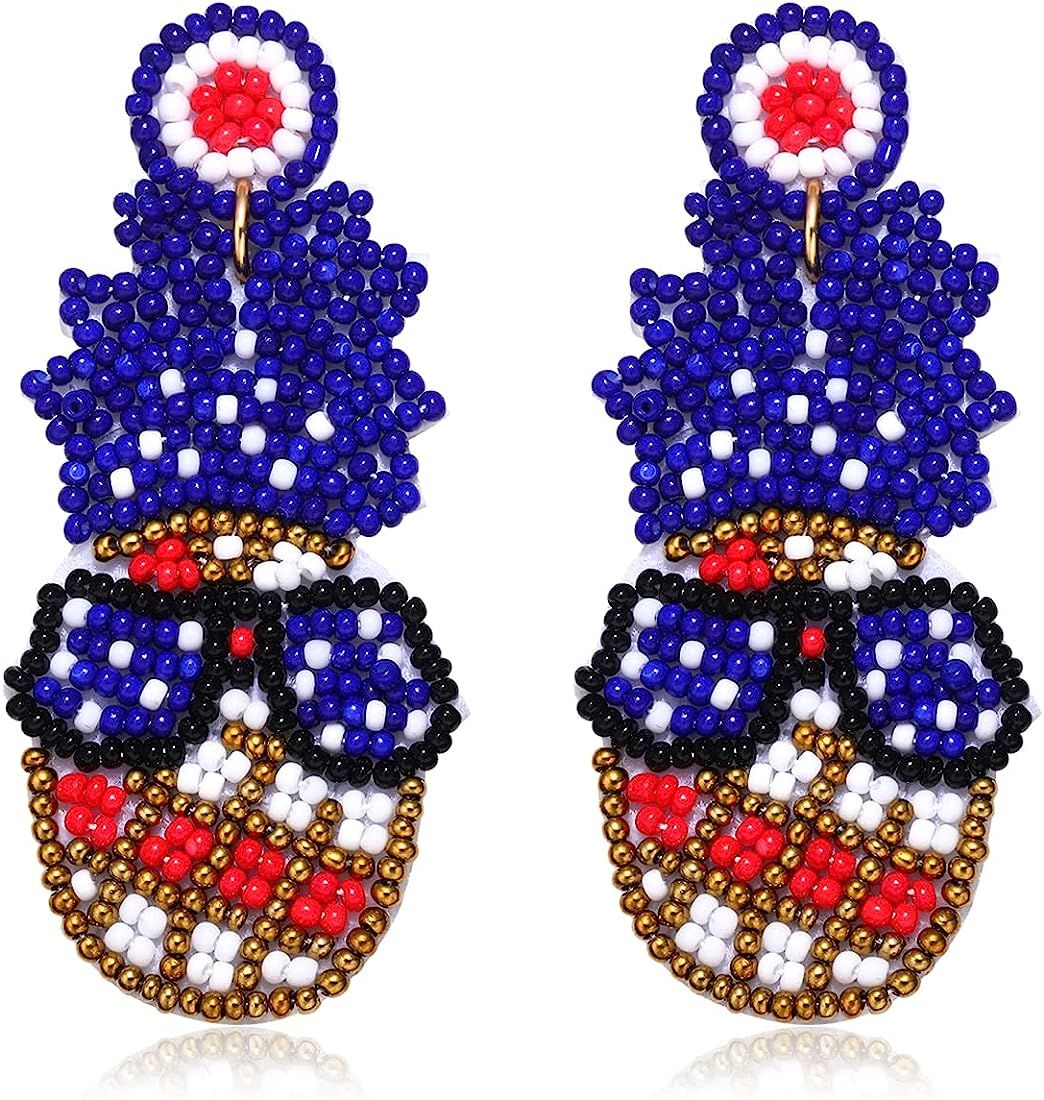 Independence Day Drop earrings Fourth of July Beaded Earring for Women American Flag Eagle Earrin... | Amazon (US)