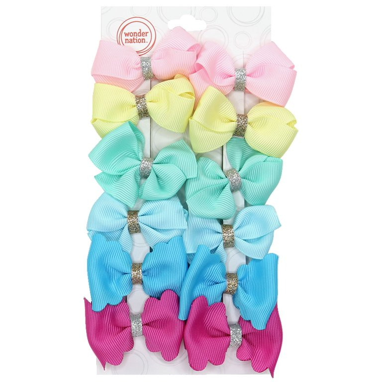Wonder Nation Mini Bow Salon Clips, 12-Piece - Walmart.com | Walmart (US)