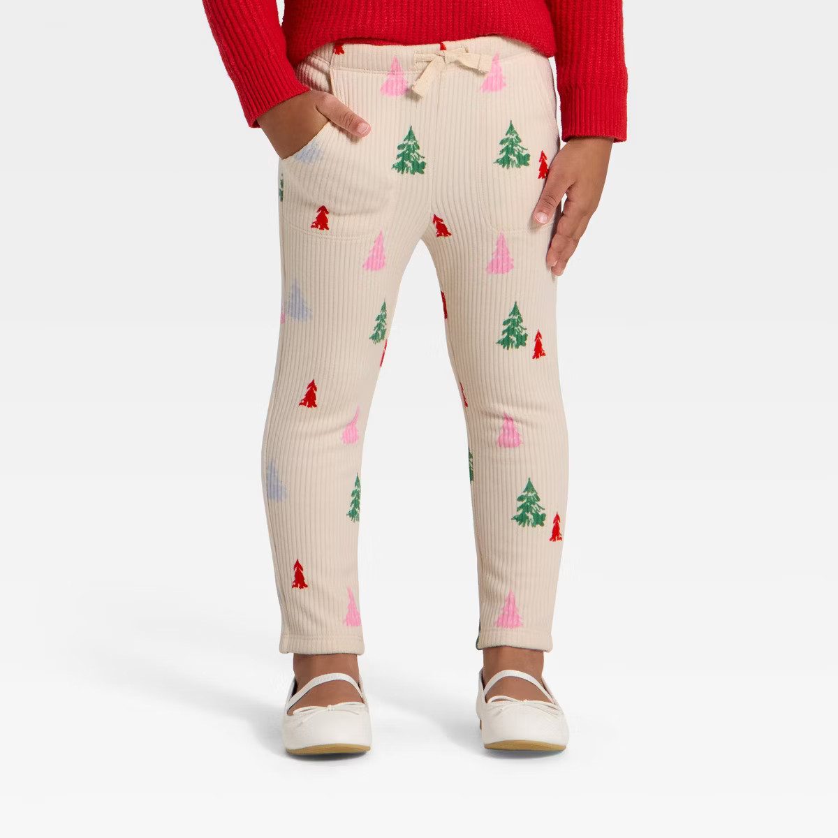 Toddler Girls' Ribbed Leggings - Cat & Jack™ Cream 18M | Target