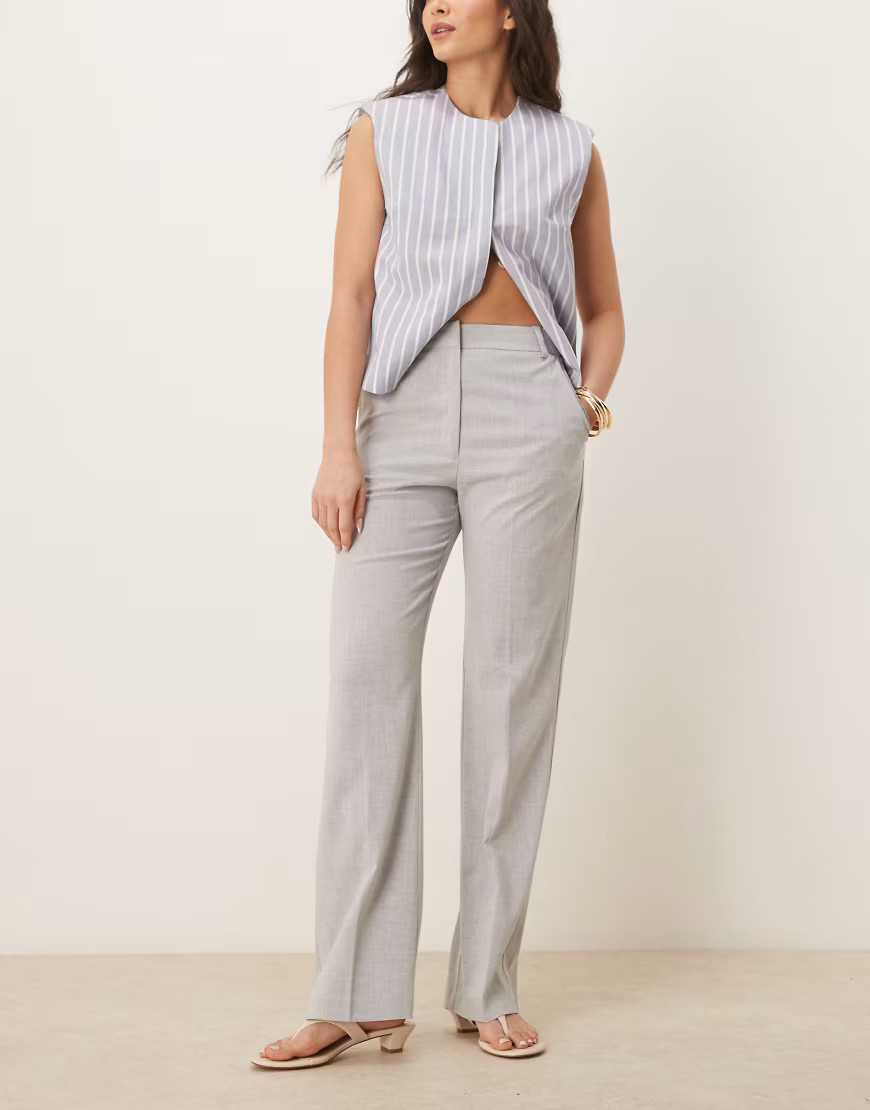 ASOS DESIGN tailored slim straight trousers in light grey | ASOS (Global)