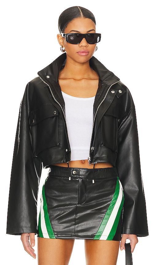 Katie Faux Leather Jacket in Black | Revolve Clothing (Global)