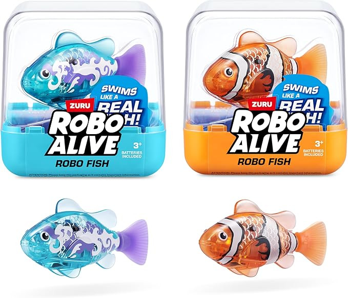 Amazon.com: Robo Alive Robo Fish Robotic Swimming Fish (Teal + Orange) by ZURU Water Activated, C... | Amazon (US)